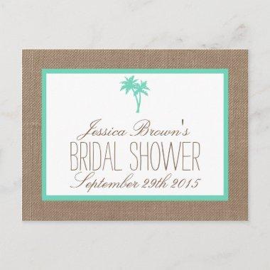 Tropical Palm Tree Beach Bridal Shower Recipe Invitations