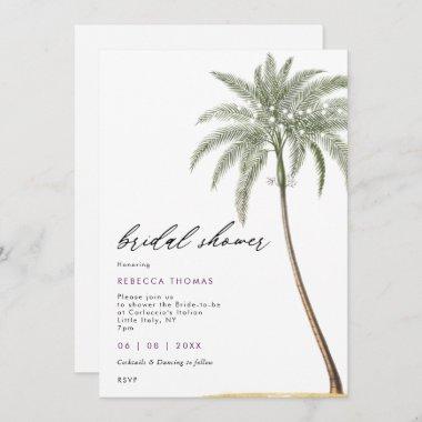 tropical palm tree beachy bridal shower Invitations