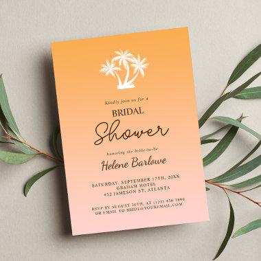 Tropical Palm Tree Modern Minimalist Bridal Shower Invitations