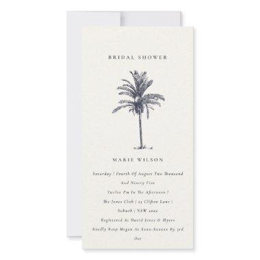 Tropical Palm Tree Navy Kraft Bridal Shower Invite