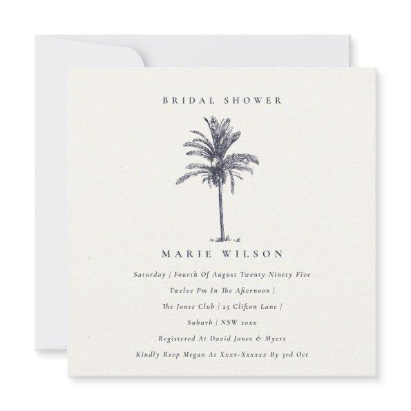 Tropical Palm Tree Navy Kraft  Invite