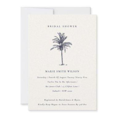Tropical Palm Tree Navy Kraft  Invite