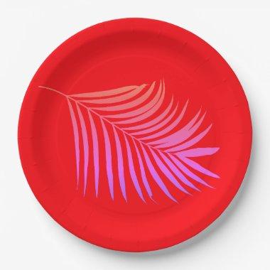 Tropical Palm Tree Orange Pink Birthday Graduation Paper Plates
