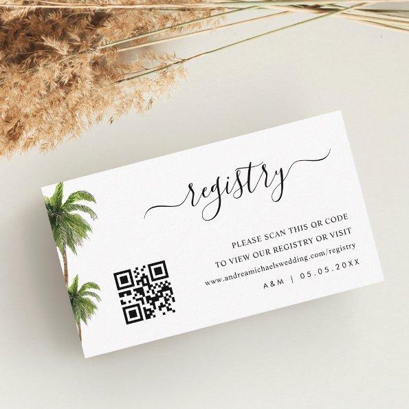 Tropical Palm Tree Qr Code Wedding Gift Registry Enclosure