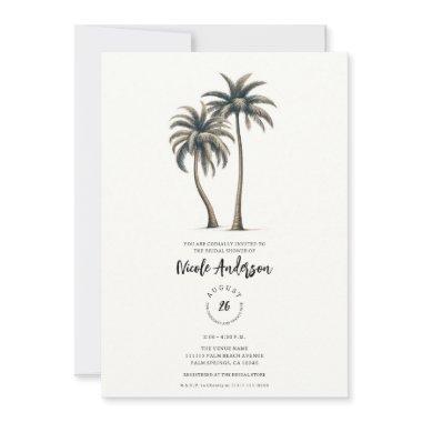 Tropical Palm Tree Rustic Coastal Bridal Shower Invitations