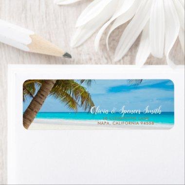 Tropical Palm Tree Summer Ocean Beach Destination Label