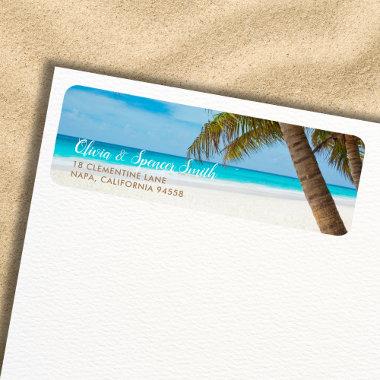 Tropical Palm Tree Summer Ocean Beach Destination Label