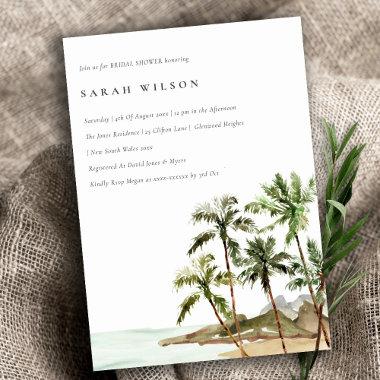 Tropical Palm Trees Beach Sand Bridal Shower Invitations