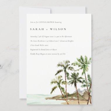 Tropical Palm Trees Beach Sand Couples Shower Invitations