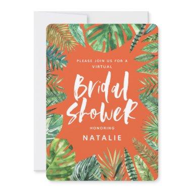 Tropical palm virtual Bridal shower Invitations