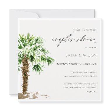 Tropical Palm Watercolor Couples Shower Invite