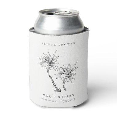 Tropical Palms Black White Sketch Bridal Shower Can Cooler