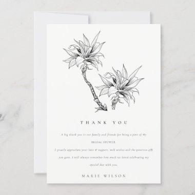 Tropical Palms Black White Sketch Bridal Shower Thank You Invitations