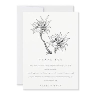 Tropical Palms Black White Sketch Bridal Shower Thank You Invitations