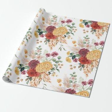 Tropical Pampas Grass Rustic Flower Garden Wrapping Paper
