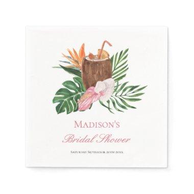 Tropical Paradise Cocktail & Floral Bridal Shower Napkins
