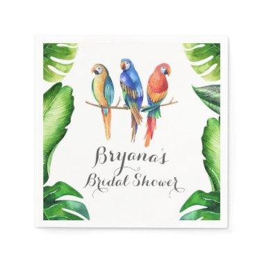 Tropical Parrots Birds & Leaves Birthday Party Paper Napkins