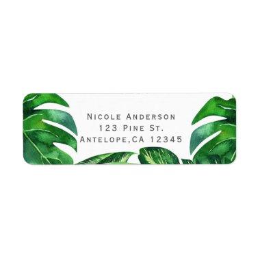Tropical Parrots Birds & Leaves Party Invitaton Label