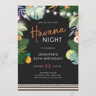 Tropical Party Hot Night in Havana Birthday Shower Invitations