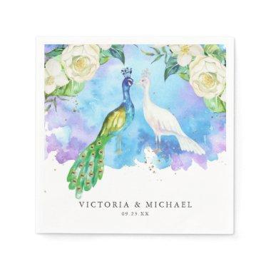 Tropical Peacock Floral | Boho Botanical Monogram Napkins