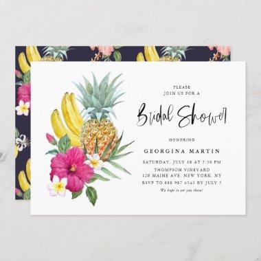 Tropical Pineapple and Hibiscus Bridal Shower Invitations