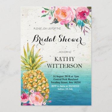 Tropical Pineapple Bridal Shower Invitations