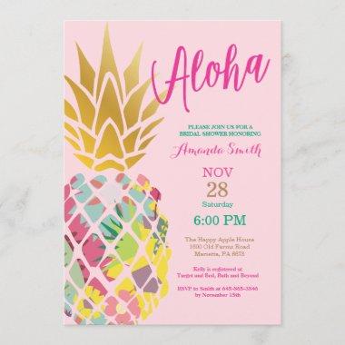 Tropical Pineapple Bridal Shower Invitations