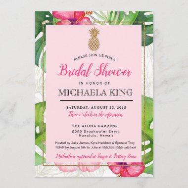 Tropical Pineapple Bridal Shower Invitations, Pinks Invitations