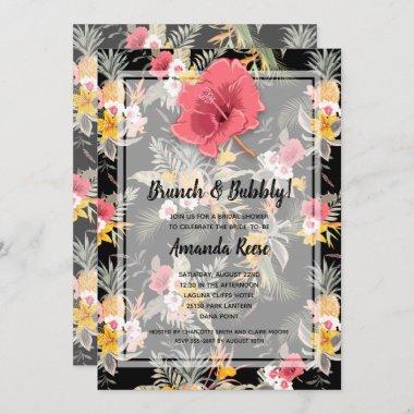 Tropical Pineapple Floral Bridal Shower Invitations