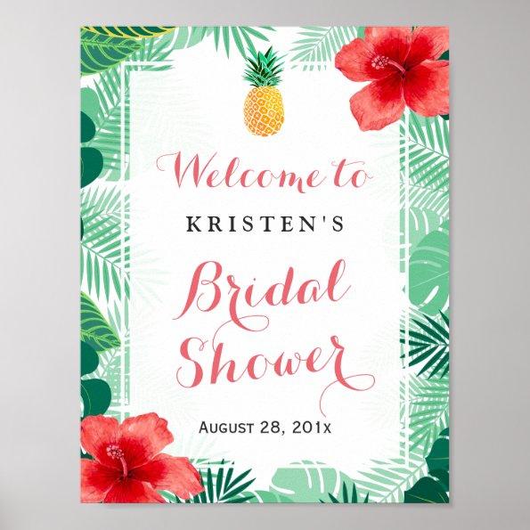 Tropical Pineapple Hibiscus Bridal Shower Sign
