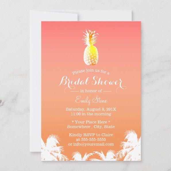 Tropical Pineapple & Palm Trees Bridal Shower Invitations