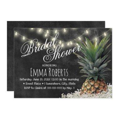 Tropical Pineapple Rustic Chalkboard Bridal Shower Invitations