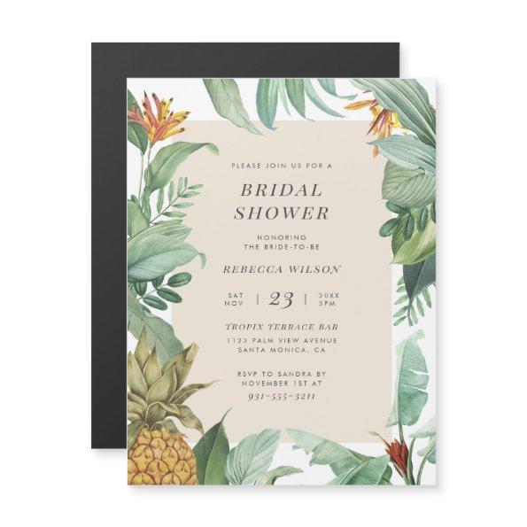Tropical Pineapple Watercolor Summer Bridal Shower Magnetic Invitations