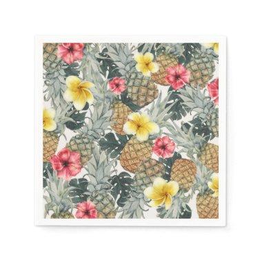 Tropical Pineapples Floral Leaves Exotic Party Napkins