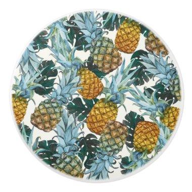 Tropical Pineapples & Leaves Exotic Island Jungle Ceramic Knob