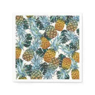 Tropical Pineapples & Leaves Exotic Island Napkins
