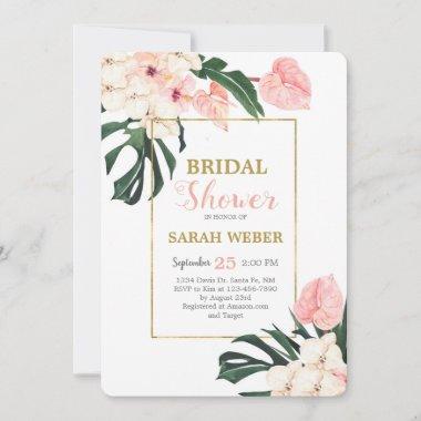 Tropical pink Bridal Shower Invitations