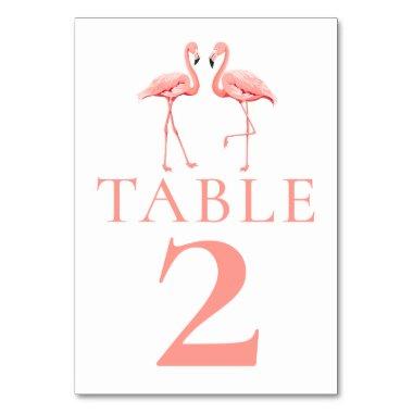 Tropical Pink Flamingo Beach Wedding Bridal Shower Table Number