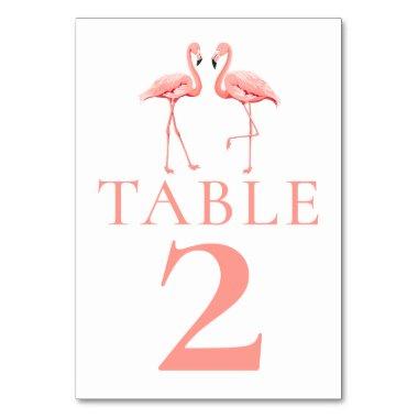 Tropical Pink Flamingo Beach Wedding  Table Number