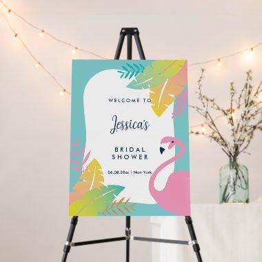 Tropical Pink Flamingo Bridal Shower Welcome Foam Board