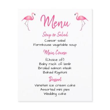 Tropical Pink Flamingo Menu Wedding