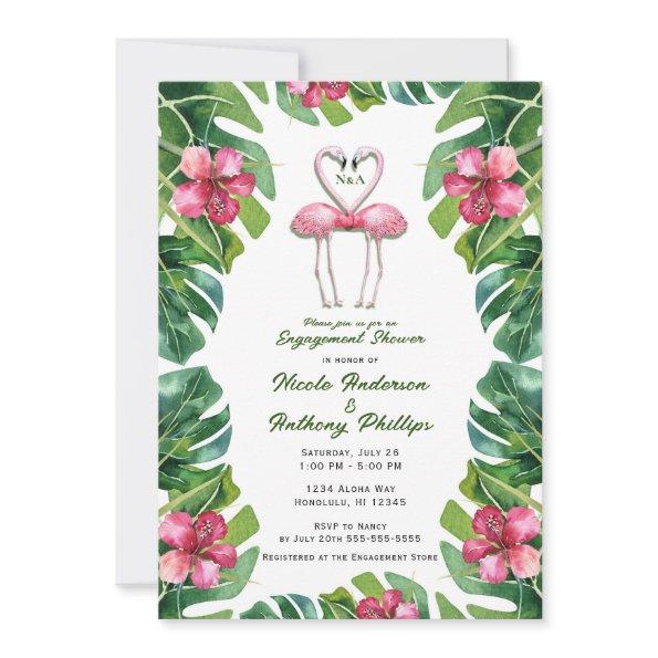 Tropical Pink Flamingos Engagement Shower Party