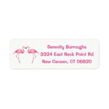 Tropical Pink Flamingos Love - Wedding Beach Luau Label