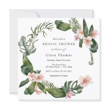 Tropical Pink Floral Bridal Shower Invitations