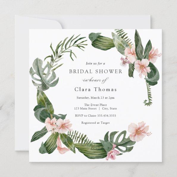 Tropical Pink Floral Bridal Shower Invitations