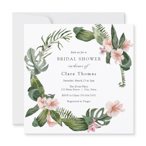 Tropical Pink Floral Bridal Shower Invitations