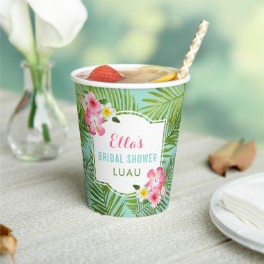 Tropical Pink Floral Bridal Shower Luau Party Paper Cups