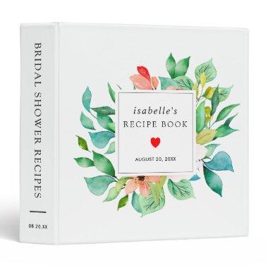 Tropical Pink Floral Bridal Shower Recipe Book 3 Ring Binder