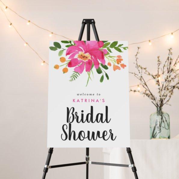 Tropical Pink Floral Bridal Shower Welcome Foam Board