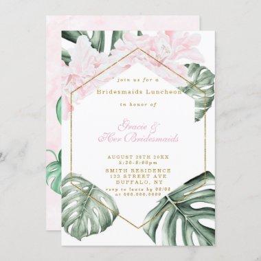 Tropical Pink Floral Bridesmaids Luncheon Invites